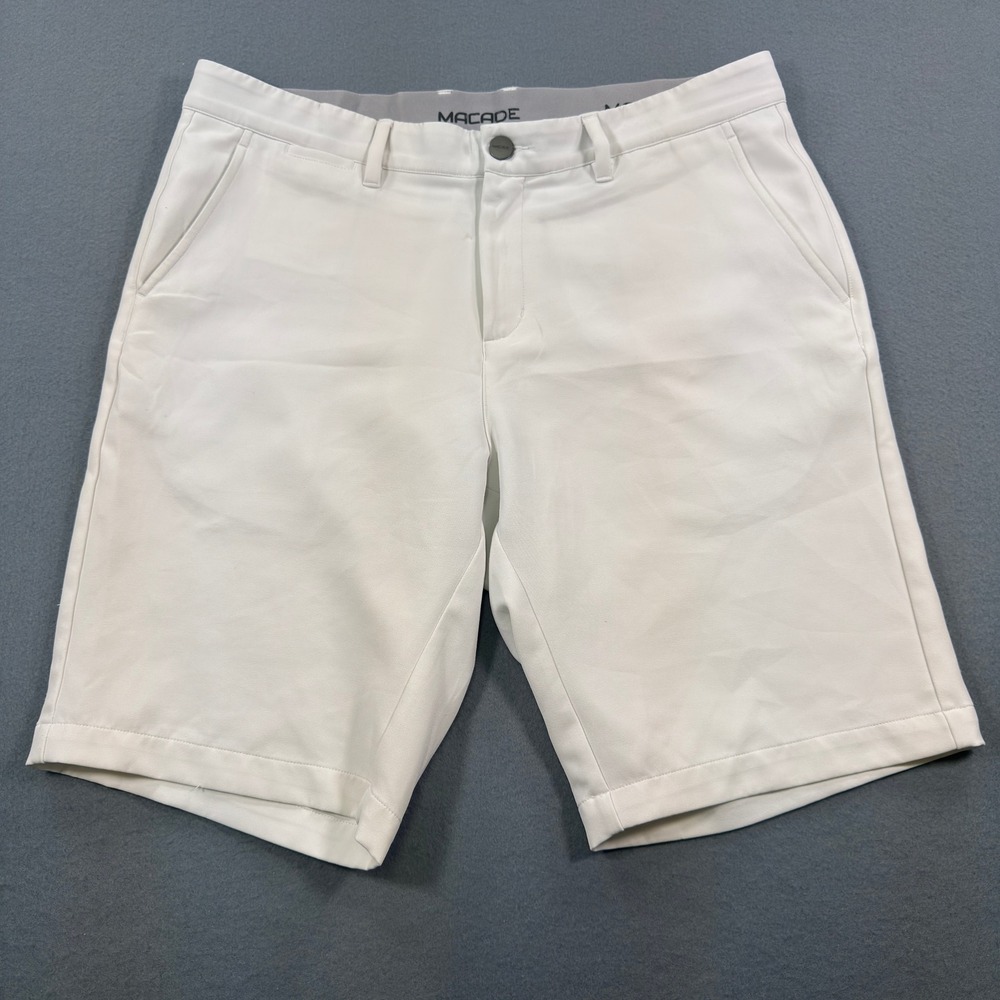 Macade Golf Mens White Slim Fit Performance Stretch Shorts Size 34